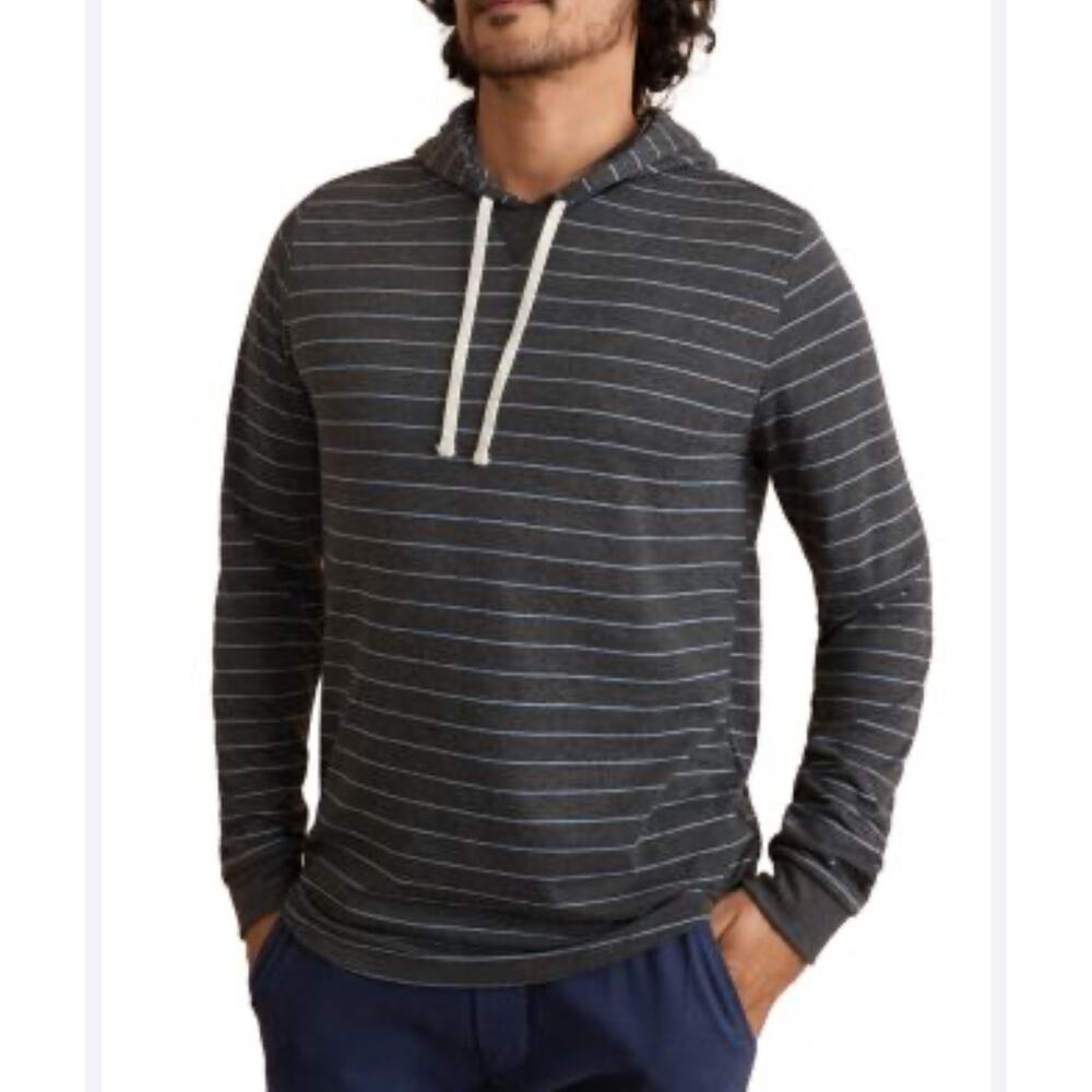 Marine Layer Pullover Sweatshirt Blue Stripe Tri-Blend Jersey Hoodie Size Medium - Picture 6 of 6